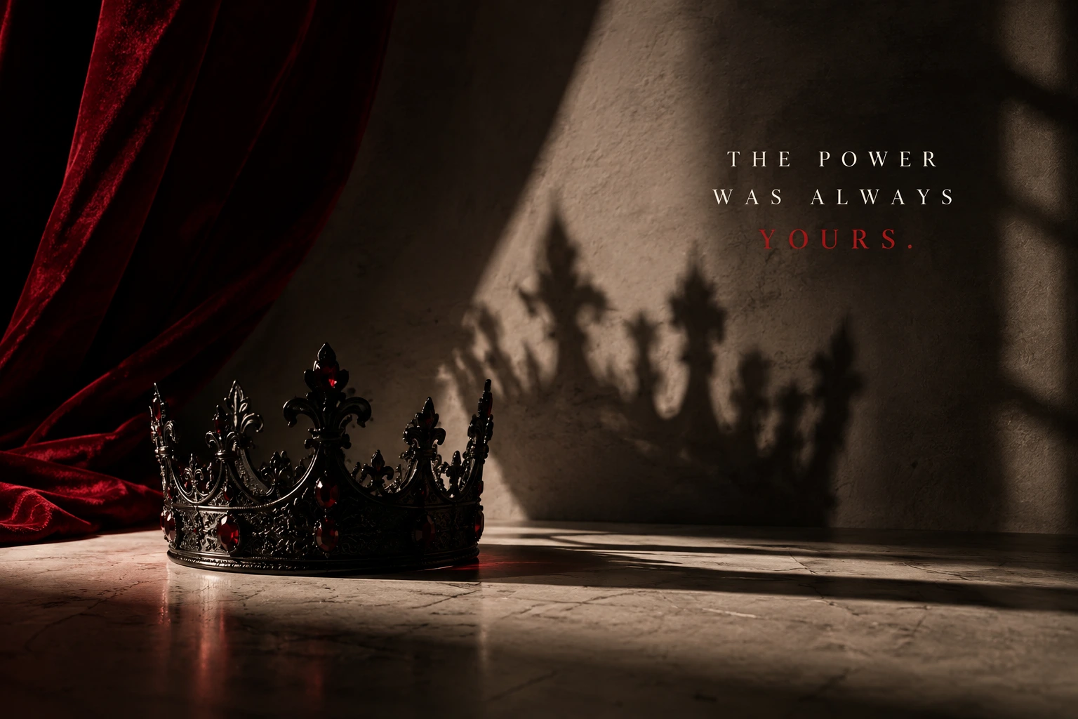 A dark crown casting a much larger crown-shaped shadow.